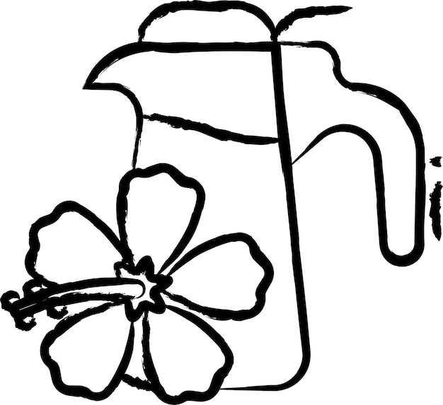 Hibiscus tea pot hand drawn vector illustration