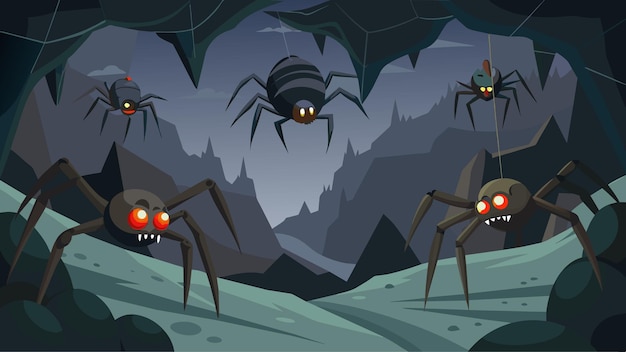 Hidden deep within the caves of intimidation island are giant spiders whose webs hang like s waiting