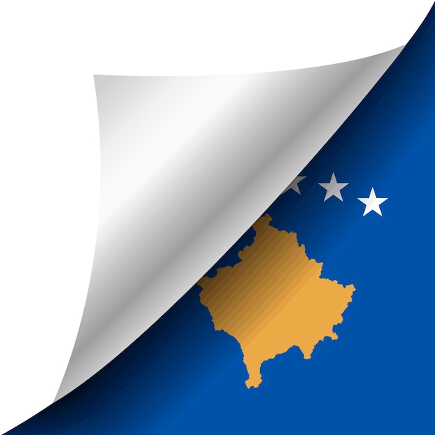 Vector hidden kosovo flag with curled corner