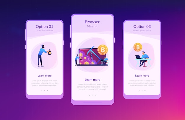 Vector hidden mining app interface template.