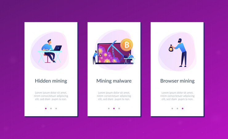 Vector hidden mining app interface template.