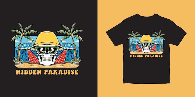 Vector hidden paradise illustration tshirt design