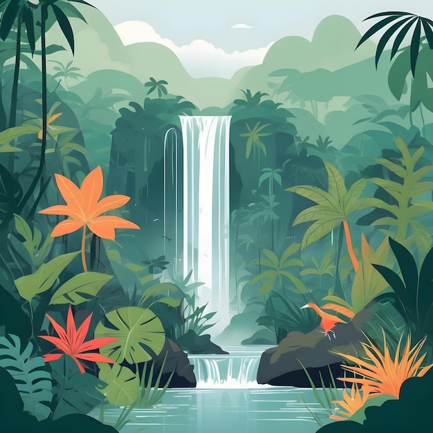 Vector hidden waterfall paradise2