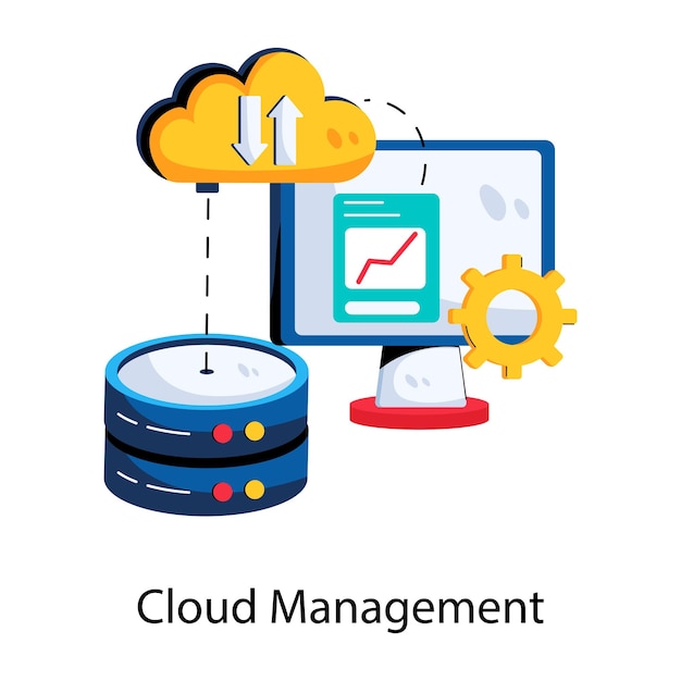 Hier is een plat icoon van cloud management