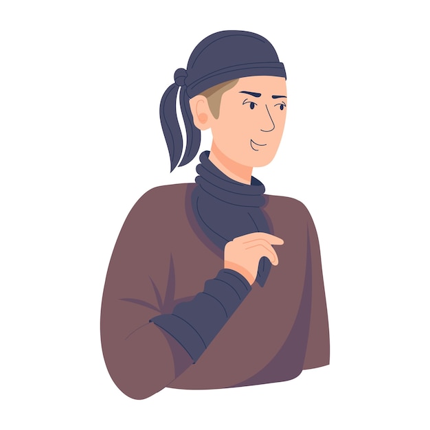 Hier is een vlakke afbeelding van de Chinese man