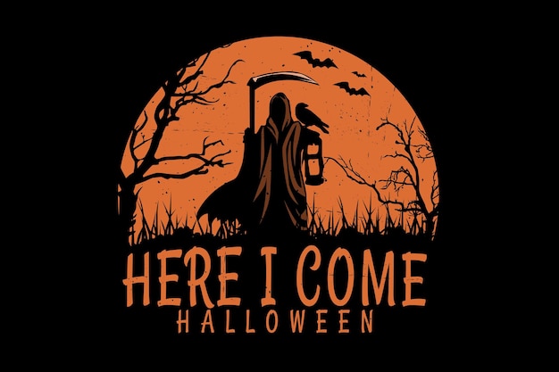 Hier kom ik Halloween-silhouetontwerp