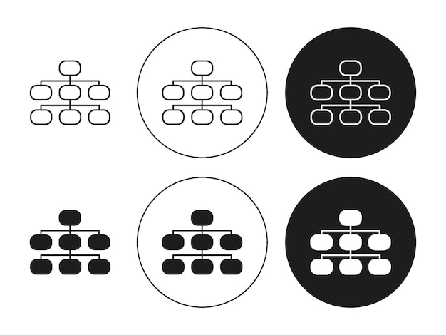 Hiërarchische structuur geïsoleerd op witte achtergrond set Hiërarchische structuur vector lijn kunst logo