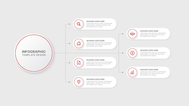 Hierarchy infographic template with seven options