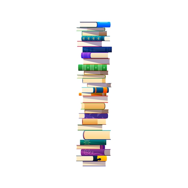 High book stack isolated vector pile of cartoon textbooks with colorful covers and variety of sizes and colors Well organized neatly arranged and balanced literature heap for education and reading