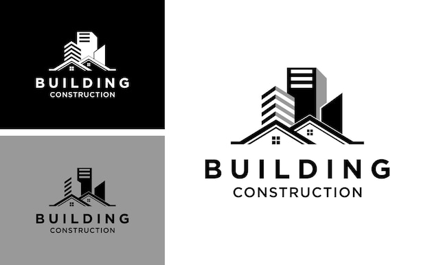 high building construction logo .creative apartment design