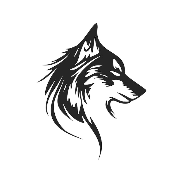 Premium Vector | High contrast black and white wolf head logo vector ...