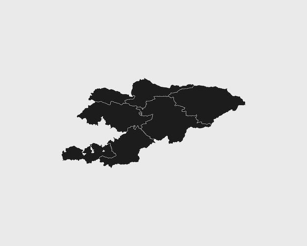 High Detailed Black Map of Kyrgyzstan on White isolated background Vector Illustration EPS 10