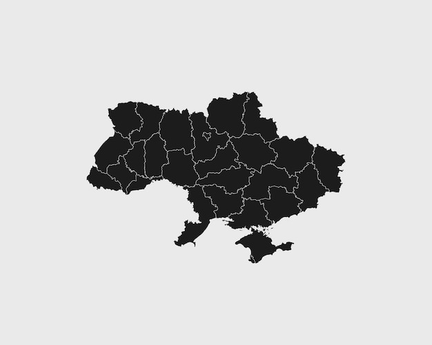 High Detailed Black Map of Ukraine on White isolated background Vector Illustration EPS 10