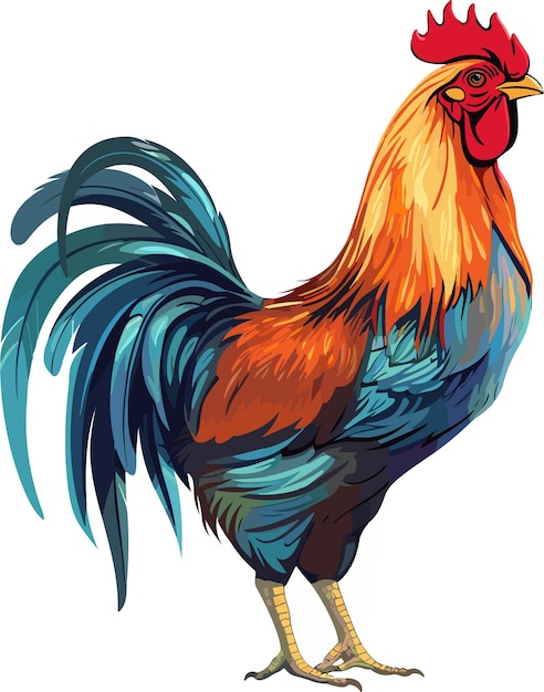 High detailed realistic vector cock rooster isolated on white background vector illustration