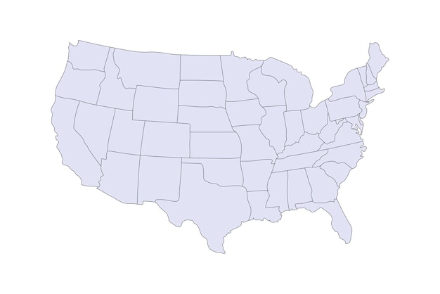 High detailed vector map United States Isolated