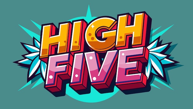 High five editable text effect flat trendy cartoon