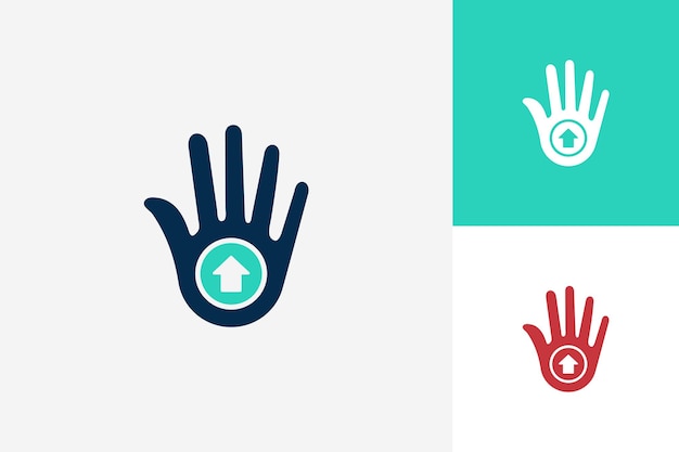 High Five Hand Upload Logo Template Design Vector, Emblem, Design Concept, Creative Symbol, Icon