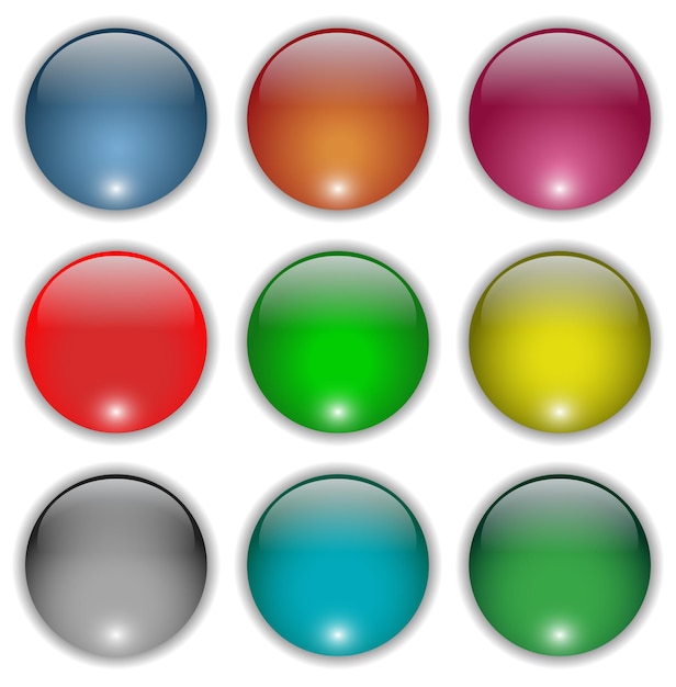 High glossy beautiful blank web buttons set Vector illustration