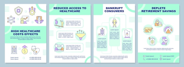 Vector high healthcare cost effects blue brochure template