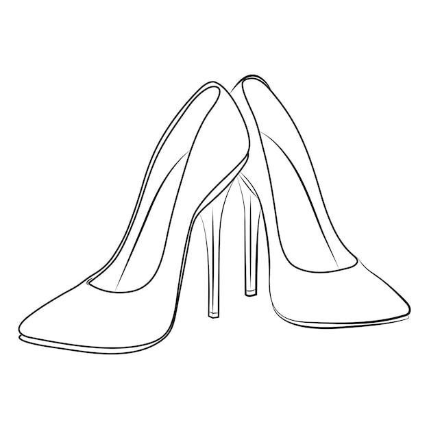 High heels outline stype vector design element illustration