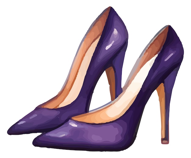 High heels watercolor Watercolor purple heels vector