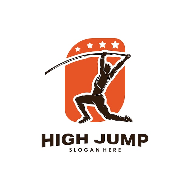 Vector high jump vector logo ontwerp sjabloon