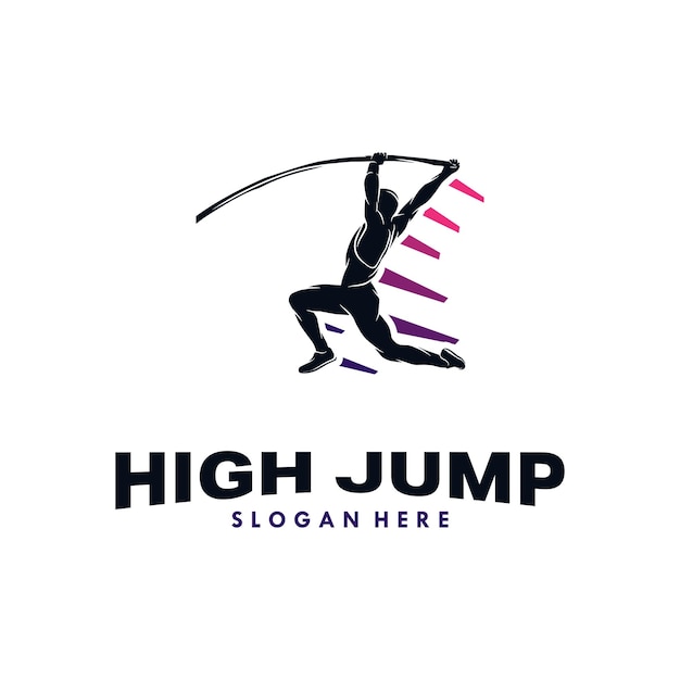 Vector high jump vector logo ontwerp sjabloon