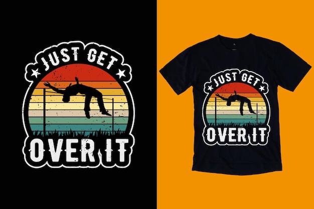 높은 점프 복고풍 일몰 빈티지 티셔츠 디자인, 점프 티셔츠 디자인 서식 파일