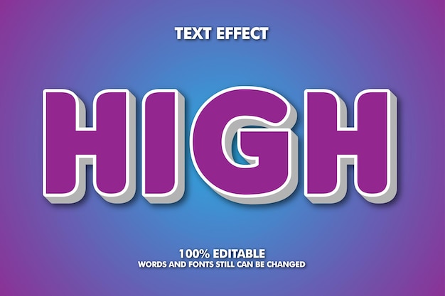 High Modern bold 3d typography fancy cartoon editable text effect