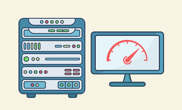 high performance modern data server with performance meter and monitor