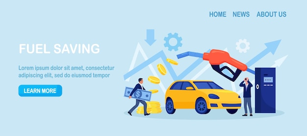 Elevato prezzo del carburante per le auto la gente spreca soldi per la benzina rapida crescita del costo della benzina aumento globale dei prezzi dell'energia aumento dei prezzi del carburante risparmio di denaro consumo di gas per i trasporti crisi dell'energia fossile