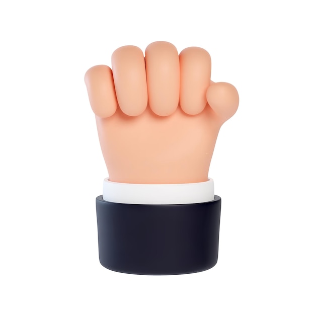 High quality 3d business hand gestures 3d hand making fist raised up fight or protest