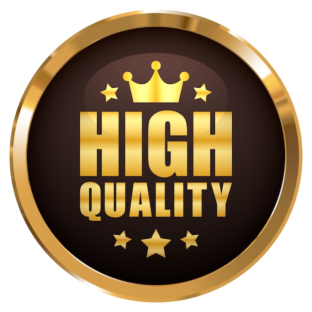 Vector high quality badge with crown and 5 stars gold glossy metallic