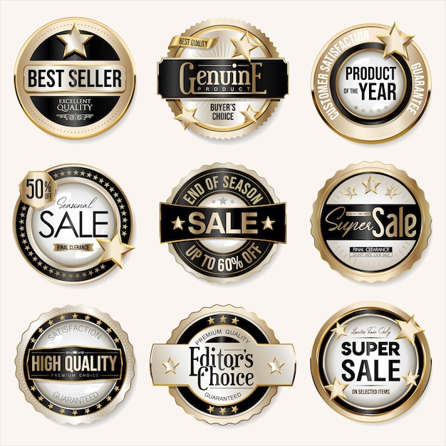 Vector high quality and best seller collection of golden badges