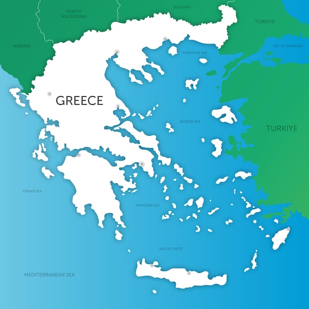 Vector high quality color map greece paper cut