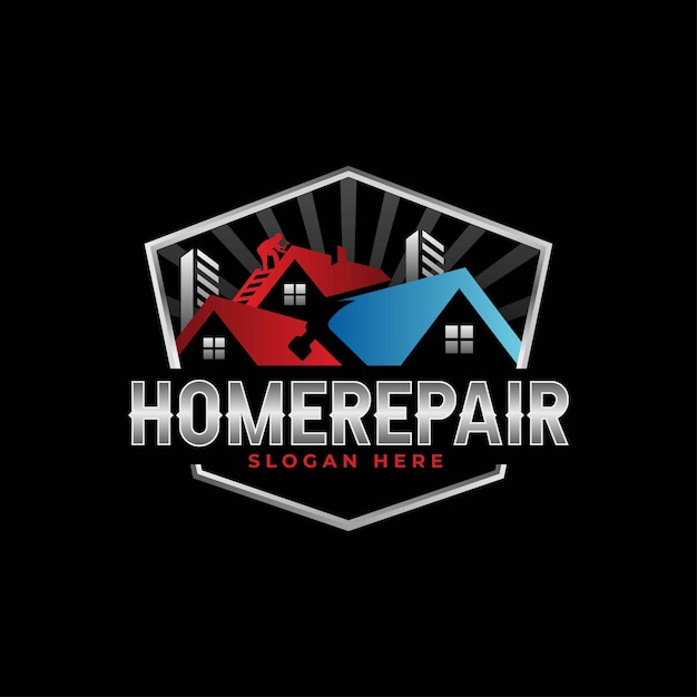 High quality colorful home repair roofing remodeling handyman home renovation home decor logo