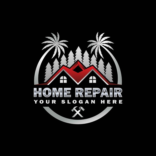 高品質のカラフルな家屋の修理 屋根の改造 ハンドマン家屋の改修 ロゴ