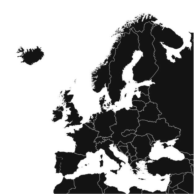 High quality map of Europe with country border