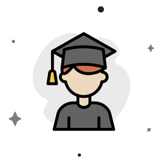 High quality modern and flat vector business icon of male student on isolated background