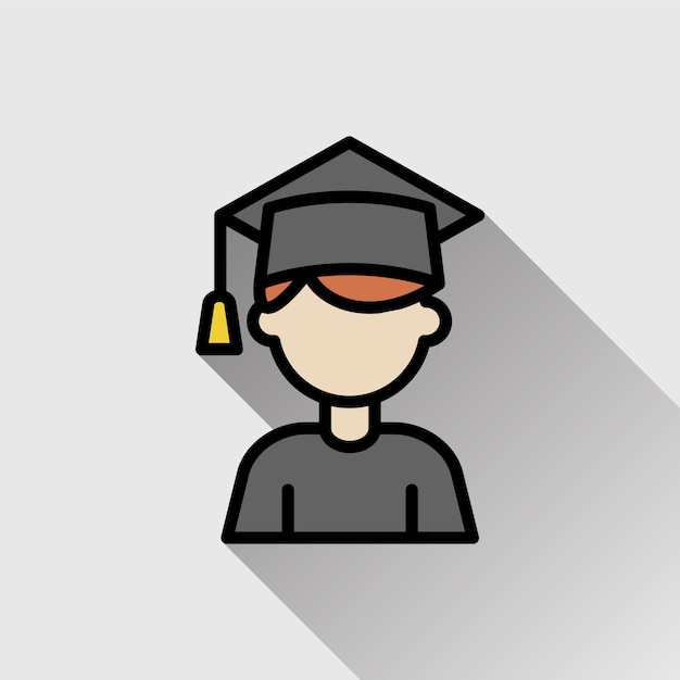 High quality modern and flat vector business icon of male student on isolated background