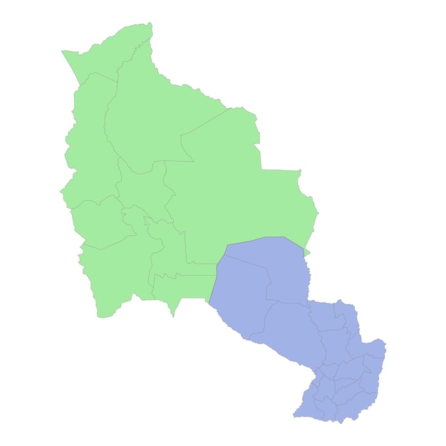 High quality political map of Bolivia and Paraguay with borders