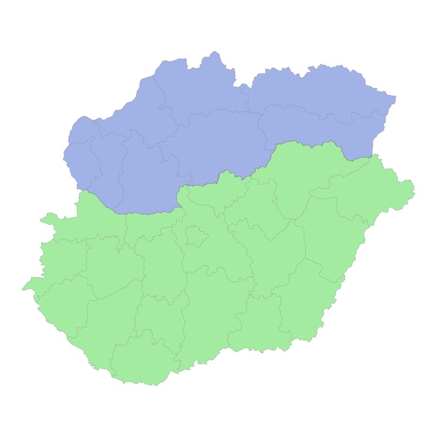 Mappa politica di alta qualità dell'ungheria e della slovacchia con i confini delle regioni o delle province