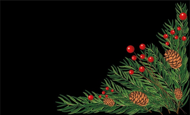 콘과 전나무 크리스마스 초대와 고품질 벡터 이미지 크리스마스 카드 모형