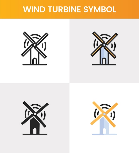 High resolution modern wind turbine symbol for web app and logo use