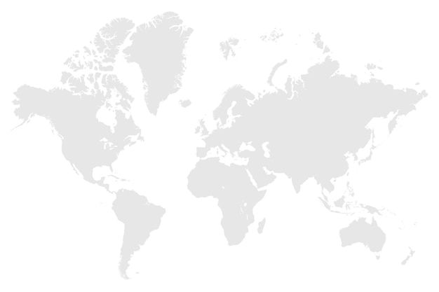 High resolution white map of the world