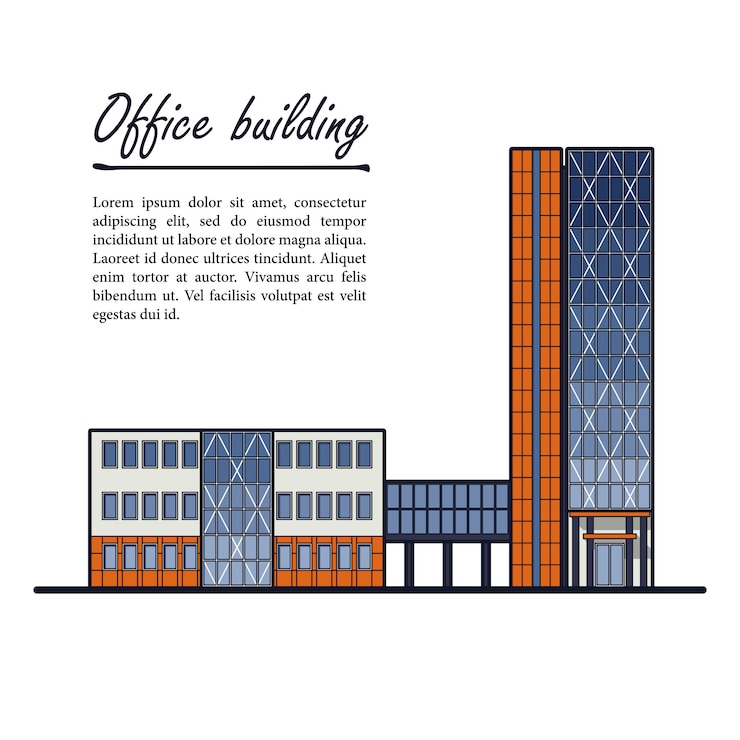 Vector high-rise office building. business center. template for your text.