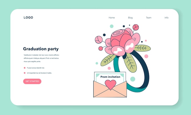高校卒業またはプロムの web バナーまたはランディング ページ