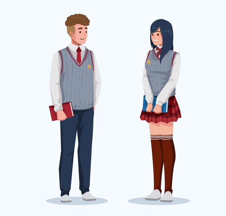 Vector 高校生キャラクターコンセプトと制服コレクション