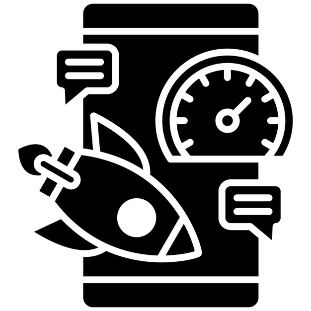 High Speed Communication Glyph Solid Black Illustratie