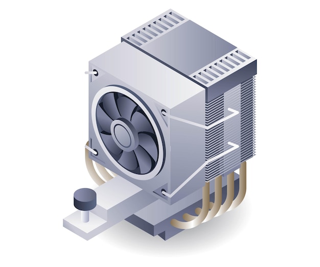 High speed computer processor flat isometric 3d illustration